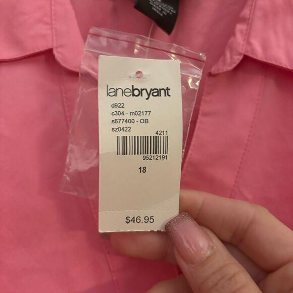 Lane Bryant NWT Women’s Pink Button Down Career Professional Office Top 18 - Picture 4 of 6